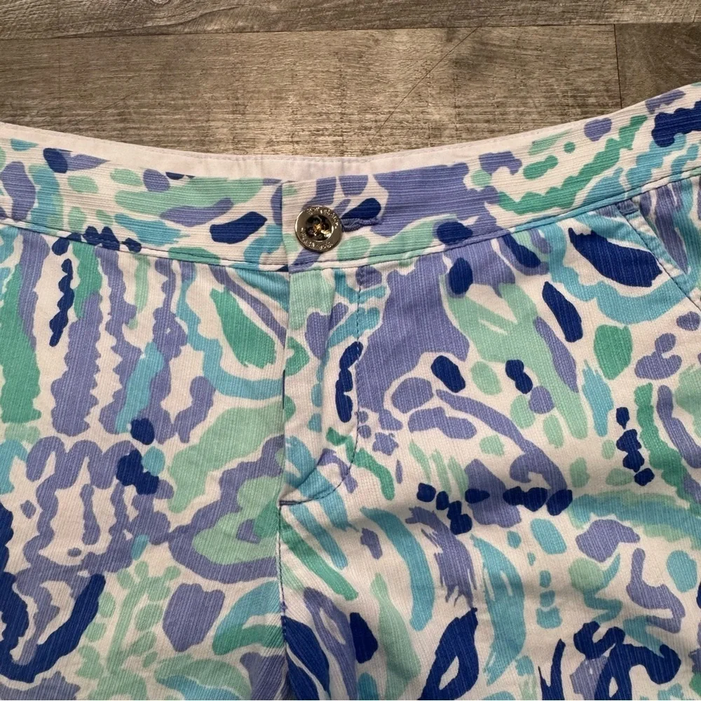 Lilly Pulitzer The Buttercup Short Scallop Hem Blue Green Womens Sz. 4